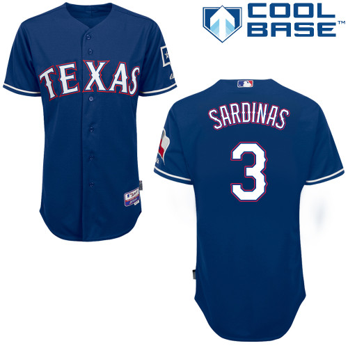 Luis Sardinas #3 MLB Jersey-Texas Rangers Men's Authentic Alternate Blue 2014 Cool Base Baseball Jersey